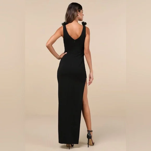 Lulus Impressive Impact Black 3D Floral Pleated Sleeveless Maxi Dress, XL,‎ NWT - Picture 6 of 17